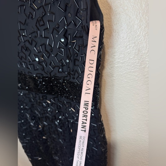 NWOT Mac Duggal Geometric Embellished Sleeveless A Line Black Dress Size 6 #8210 - Picture 9 of 12